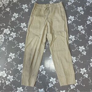 Theory Linen Blend Elastic Drawstring Waist Pant Sz 6